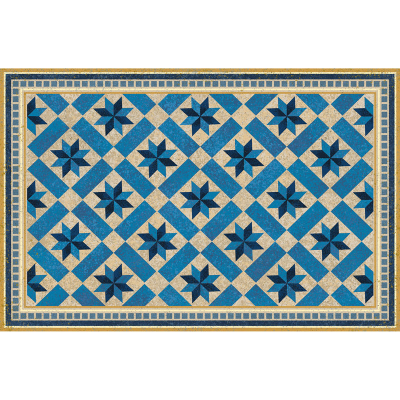 Tapis de cuisine Rosann, Rectangle 2 pi 10 po x 4 pi 10 po, Bleu céruléen