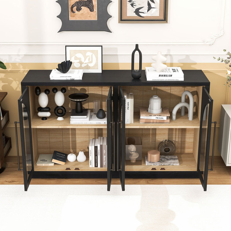 Sideboard Buffet Cabinet with Adjustable Shelves, Black