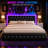 Jalna LED Lighted Upholstered Bed Frame with Bluetooth Sync Lights, Adjustable Headboard & 4 Storage Drawers, No Box Spring Needed, Easy Assembly,-1146210903-1198246829