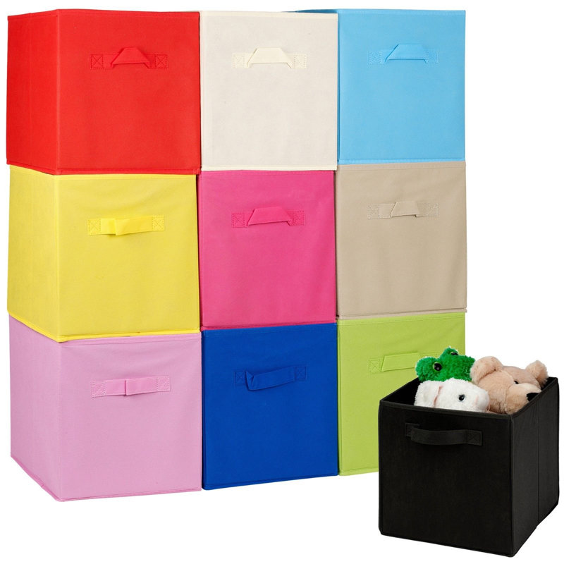 17 Stories Fabric Decorative Bin, 27cm H x 21.5cm W x 24.5cm D, Dark Blue