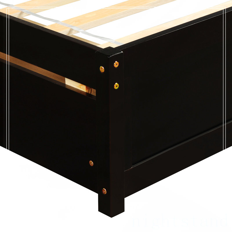 Base de lit simple avec deux tiroirs et tête de lit