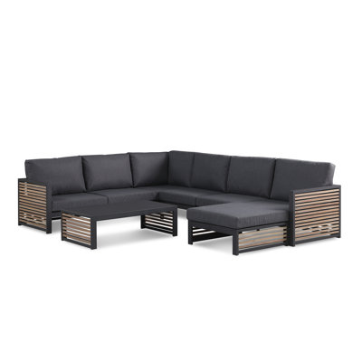 Pawni Teak 5 - Person Outdoor Sectional Seating Group with Custom Covers