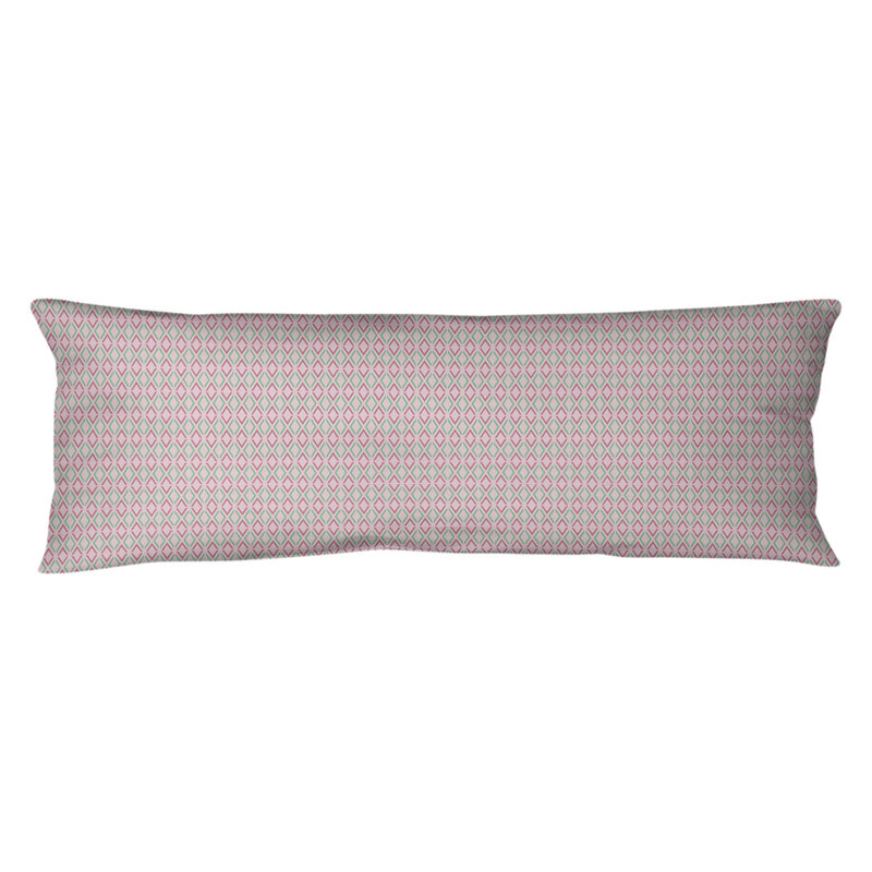 Coussin lombaire à losanges arrow, Bourre en polyester, Molleton moelleux, Rose / sarcelle