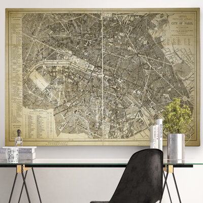 Carte de Paris - reproduction d'impression sur toile