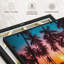 Silhouette, coucher de soleil tropical, reproduction sur toile-355749416
