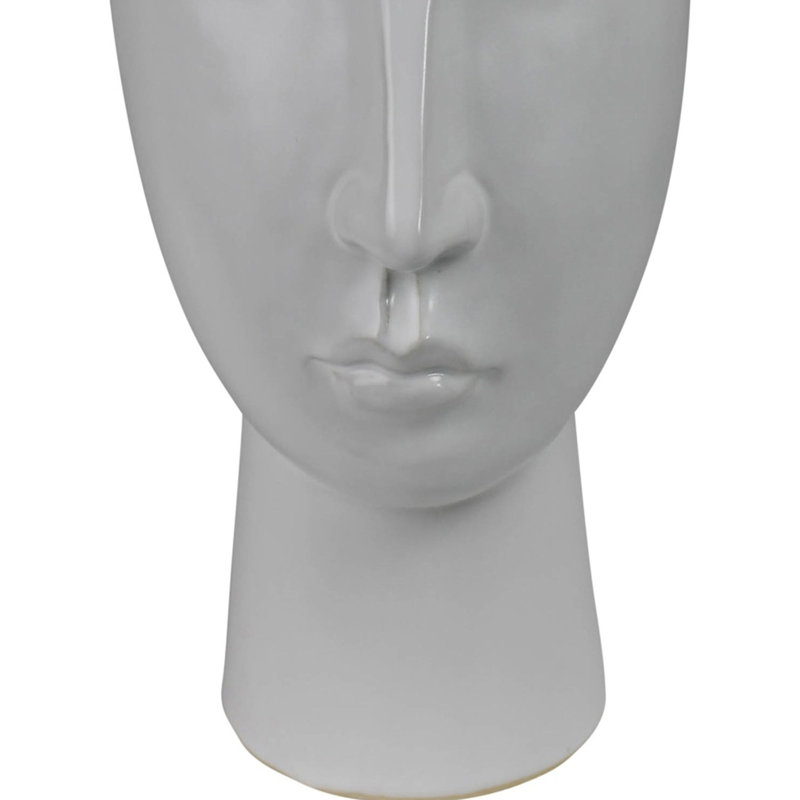 Abhaki 10" Stoic Face Vase, White
