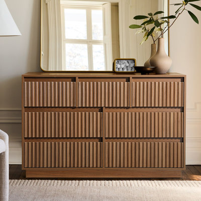 Stanton 47.2" W 7-Drawer Double Dresser with Waveform Fluted Panels