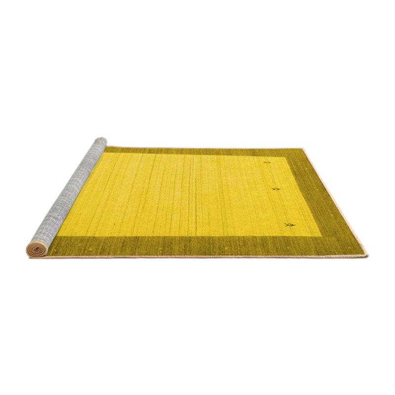 Tapis contemporains jaunes lavables à la machine 569, Carré 4 pi
