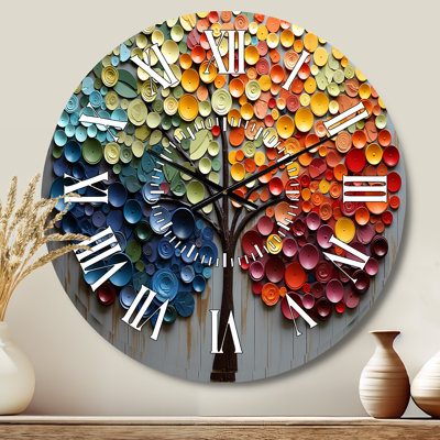 Colorful Rainbow Tree Of 4 Seasons - Tree White Face Wall Clock
