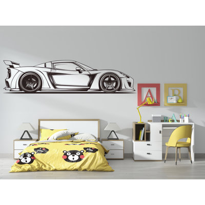 Murale voiture de sport minimaliste décor noir et blanc 289Mv