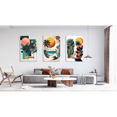 Plage - ensemble de 3 reproductions sans cadre