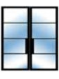 Ensemble de porte d'entrée double renforcée en fibre de basalte noir 72 pouces x 96 pouces 8-Lite, à droite vers l'intérieur, cadre en PVC 6-9 / 16 "Knock-Down