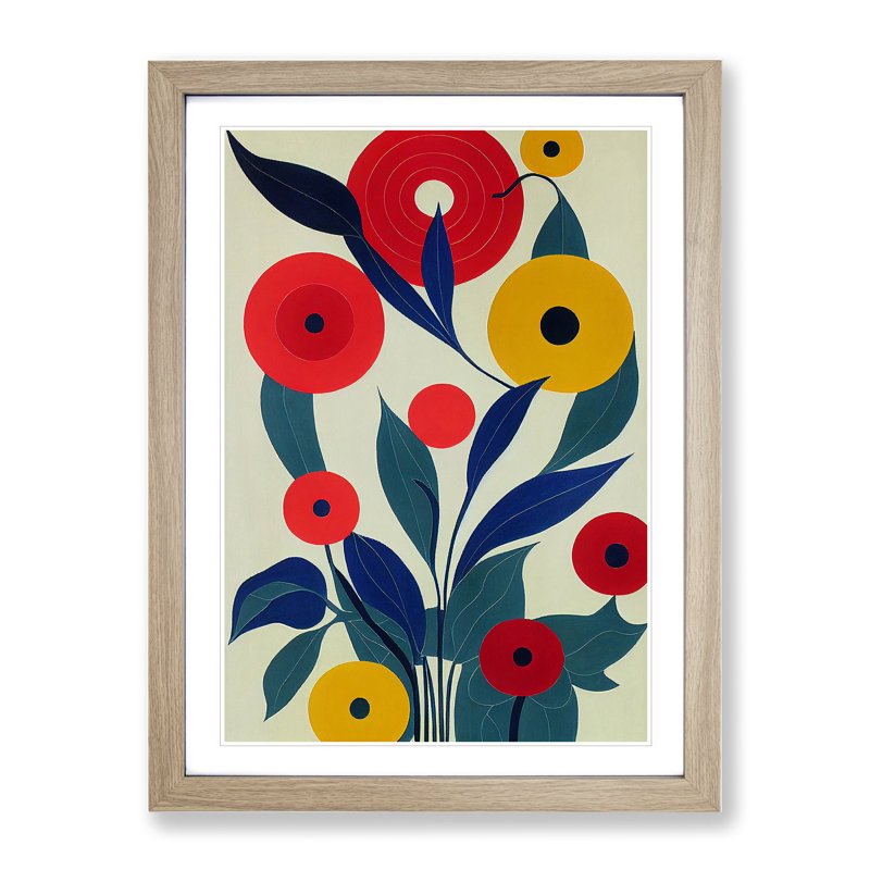 XV1022-781X Art Flowers Abstract No.6 1 Piece Single Picture Frame Wall Art, 46cm H x 34cm W, Beige