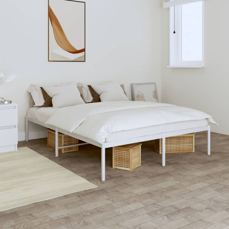Metal Bed Frame White, European Double (140 x 200cm)