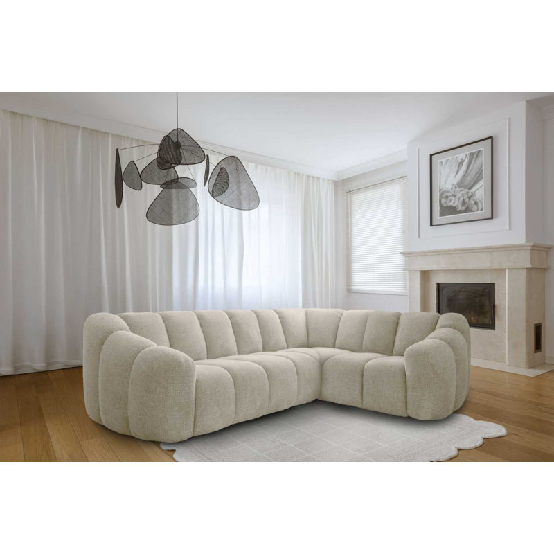 Shell Corner Sofa , Beige, Right Hand Facing