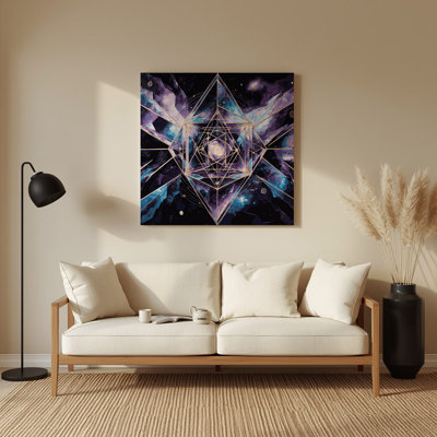 Espace, galaxie géométrique, art mural en métal mauve