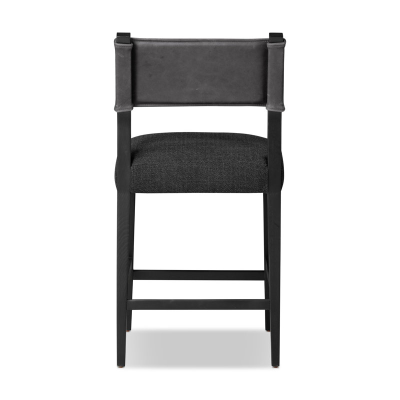 Ferris Stool, Counter Stool (25.98" Seat Height), Gibson Black/Palermo Black Polyester Blend/Leather, Black Ash