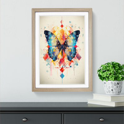 Butterfly Geometric - Single Picture Frame Print on Wood