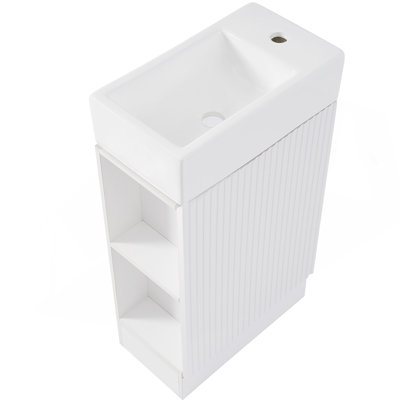 Bathroom Vanity with Sink, Bathroom Vanity Cabinet with Two-tier Reversible Shelf