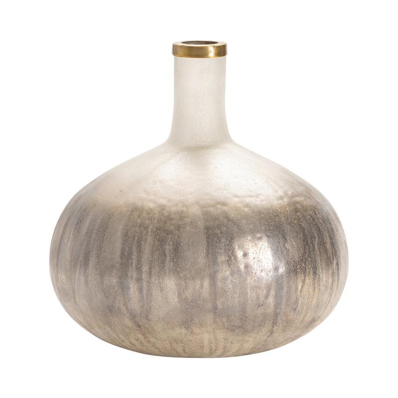Medium Astra Textured Glass Cylinder Vase – Silver Finish