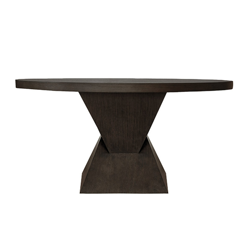 Dark Espresso Oak Round Dining Table with Twist Base