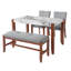 Ensemble de salle à manger 4 pièces peu encombrant avec table en faux marbre, chaises rembourrées et banc en gris doux, sièges 4