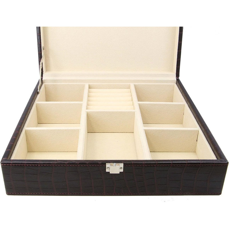 Boîte de rangement en cuir pour cravates et boutons de manchette en cuir - brun phoque