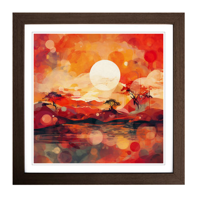 Japanese Sunset Abstract - Single Picture Frame Print on Wood
