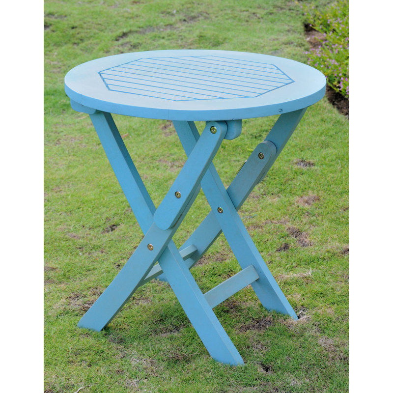 Table d'appoint pliante en bois Erkerd, Bleu ciel
