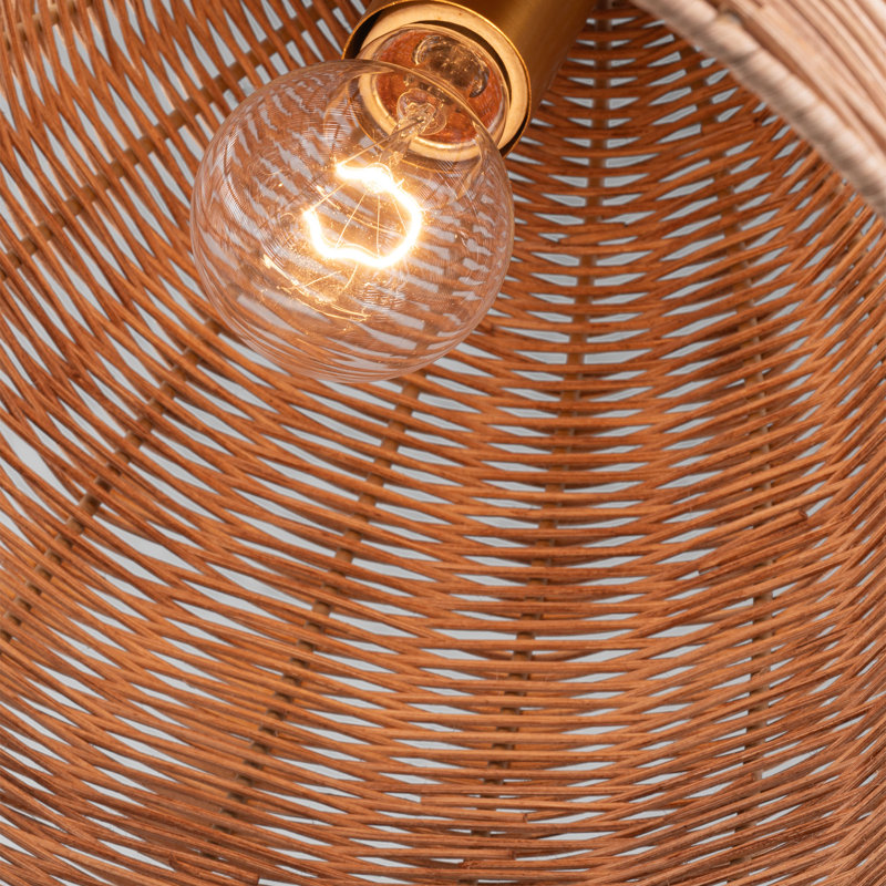 Norman 1 Light Dining Room Pendant With Ash Wicker Shade, Bronze/Brown, 83" H x 13.375" W x 13.375" D