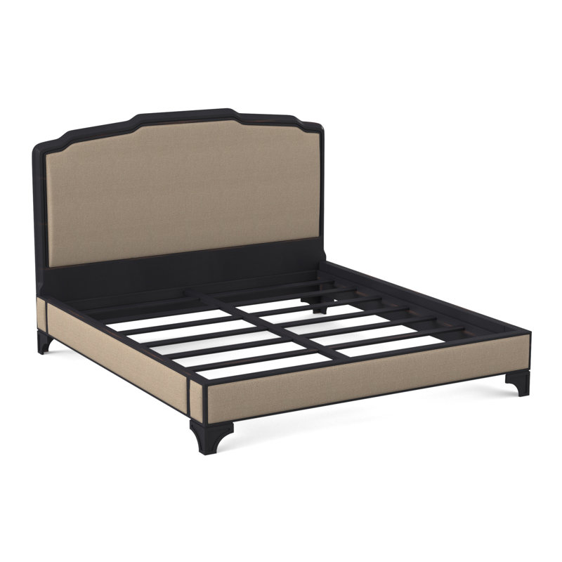Nova Upholstered Bed, Bruges Polyester Blend, Vintage Ebony
