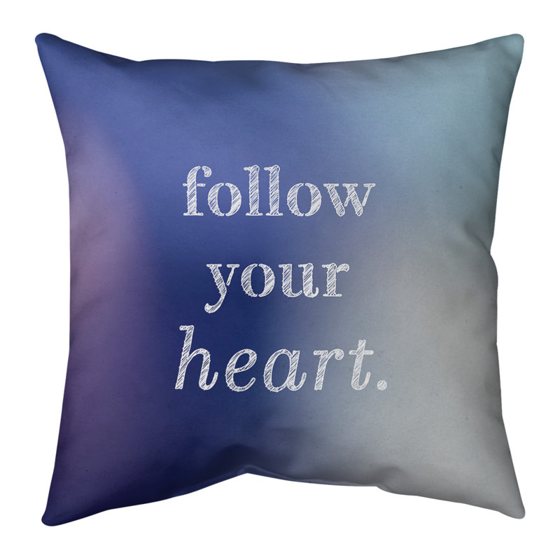 Coussin «Hand Your Heart», 26 po x 26 po, Bleu / blanc, Housse de coussin seulement - sans coussin