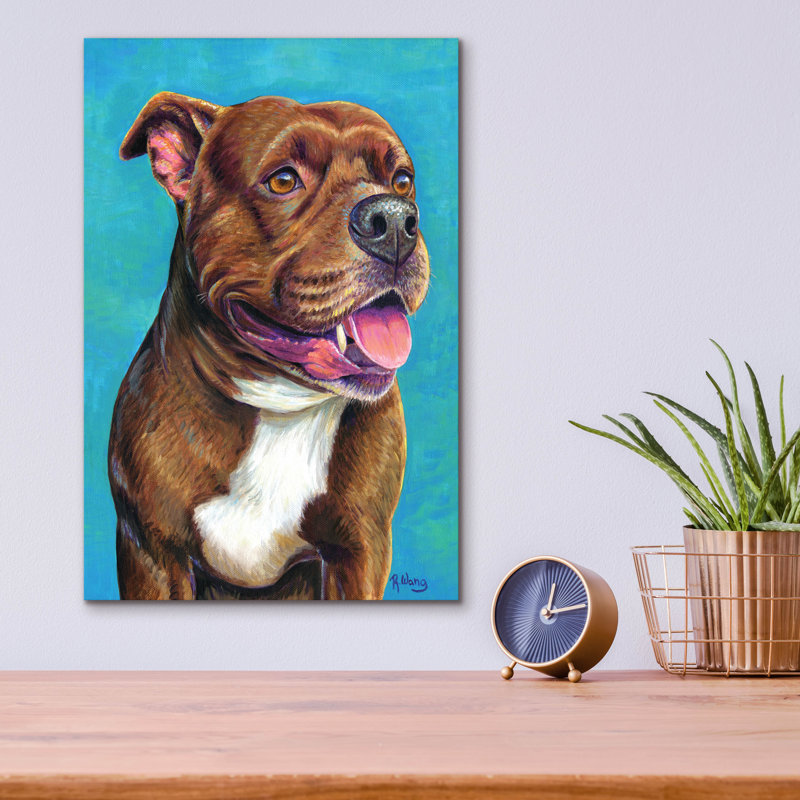 «Staffordshire Bull Terrier» par Rebecca Wang Art, H 16 po x l 12 po x P 0,13 po