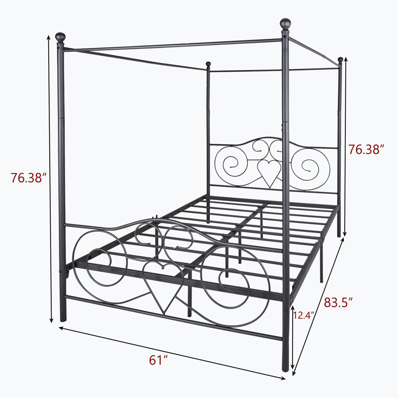 Queen Size Bed ，Metal Bed ，Bed Frame ， Four Poster Bed ，Modern Queen Bed