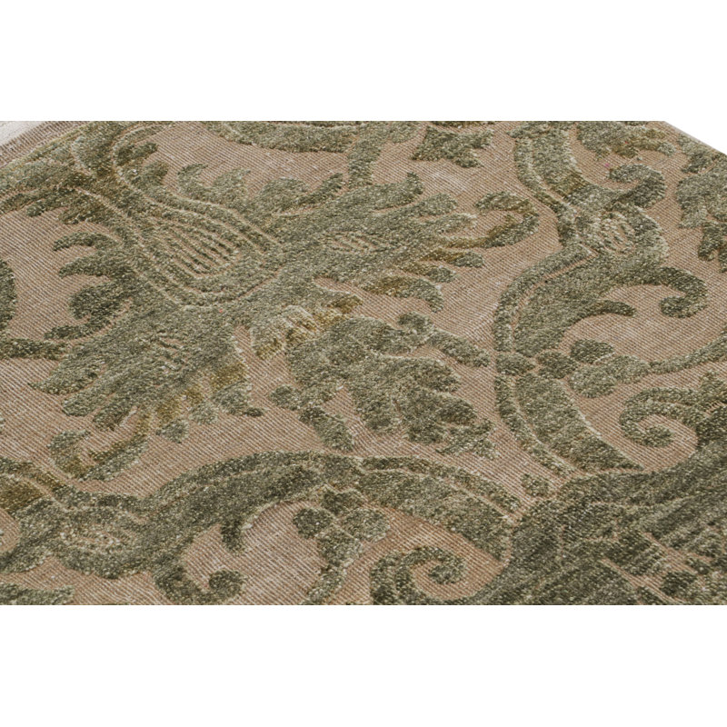 Rug & Kilim’S Oushak Style Rug In Beige-Brown And Green Floral Patterns