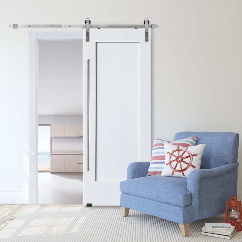 Porte de grange en bois manufacturé lambrissée apprêtée sans trousse de quincaillerie d'installation, 36 po x 96 po