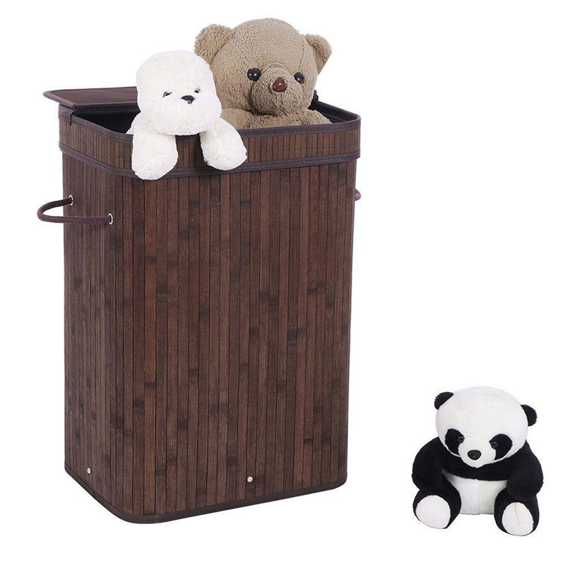 Bamboo Laundry Hamper with Handles, Brown
