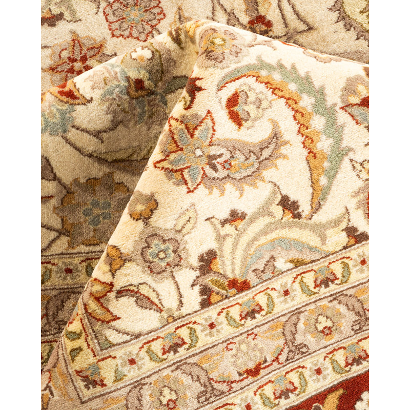 Hayner One-of-a-Kind Hand-Knotted New Age 9'2" x 12'2" Wool Area Rug in Ivory/Orange