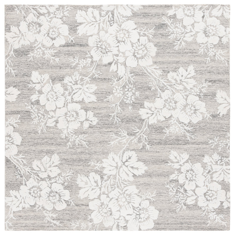 Panayiota Hand Tufted Wool, Viscose Floral Rug, Square 6'