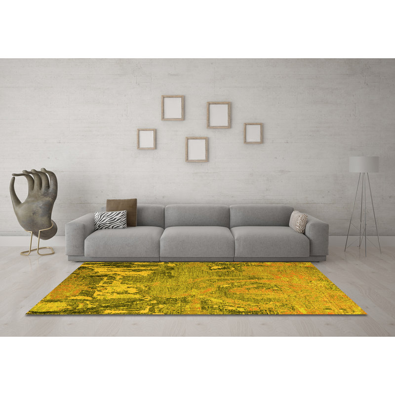 Washable Abstract Indoor Rug, Square 6'