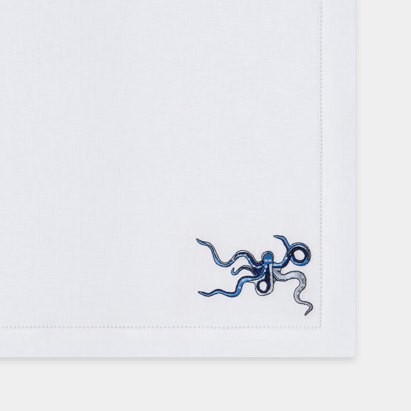 Marine Motif Embroidered Linen Placemats