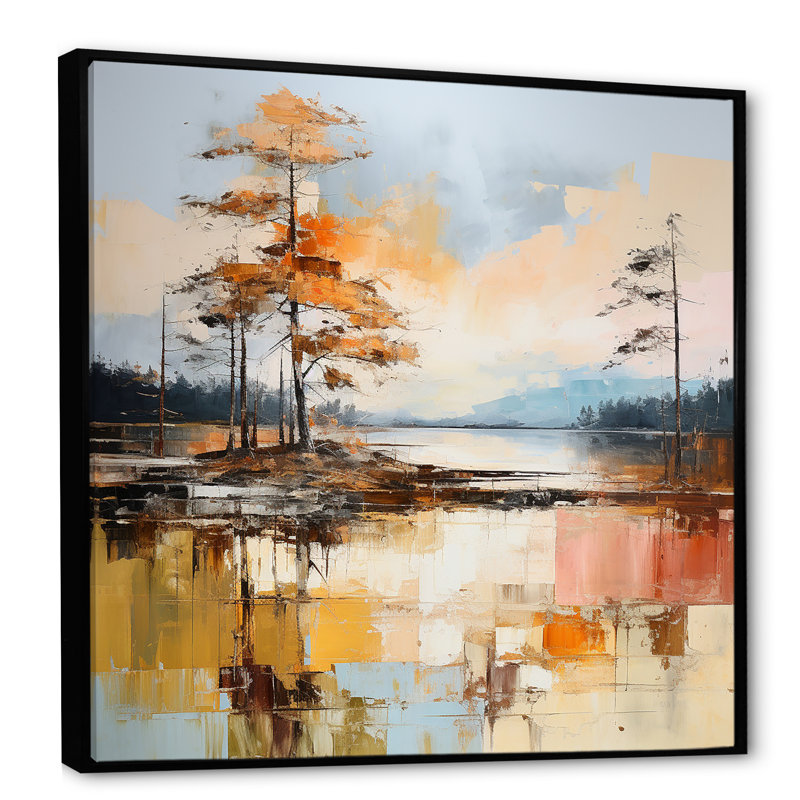 «Lake Summer Charm» sur toile, H 30 po x l 30 po x P 1 po, Cadre flottant noir