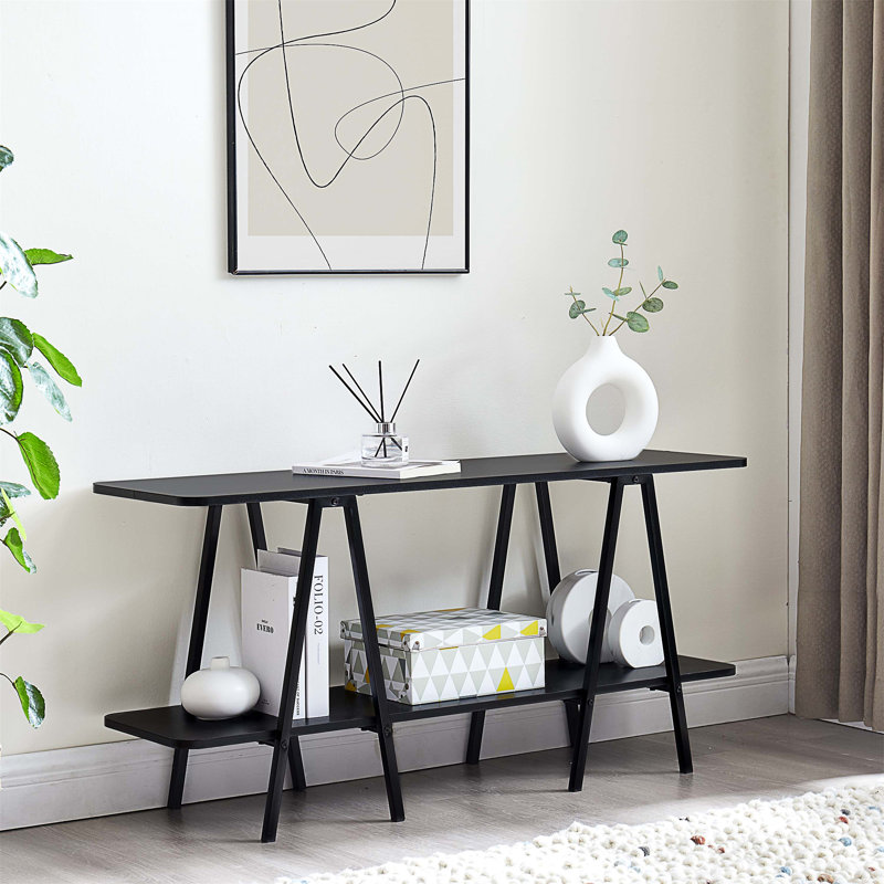 Buffet moderne avec 2 tablettes noires 47,24 "Modern, Noir