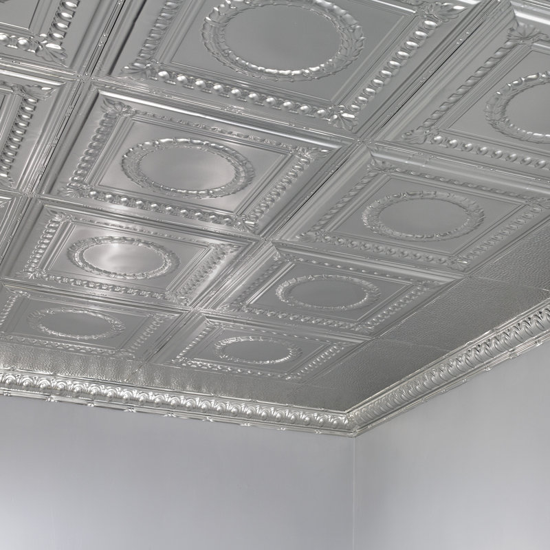 Dalle de plafond Great Lakes Tin Cleveland (paquet de 5), Chrome