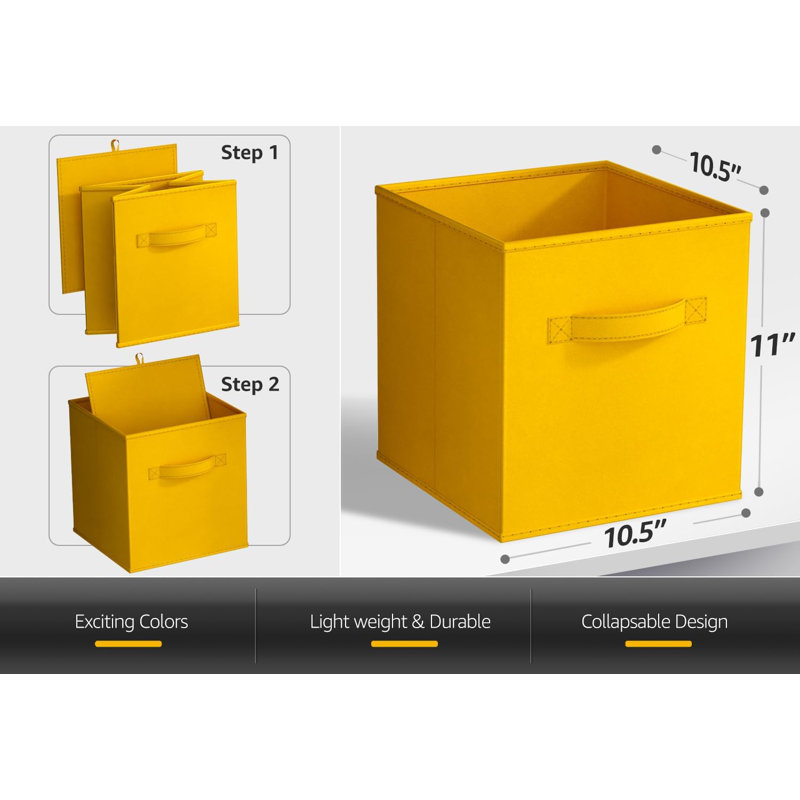 Sorbus 8 Pack 11" Foldable Storage Cubes with Handles, 6, Dark Yellow