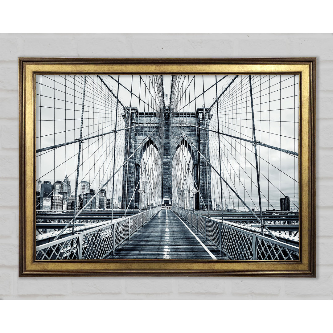 Silberne Brooklyn Bridge Gerahmter Druck