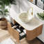 Meuble-lavabo et lavabo flottant peu encombrant, grain de bois moderne