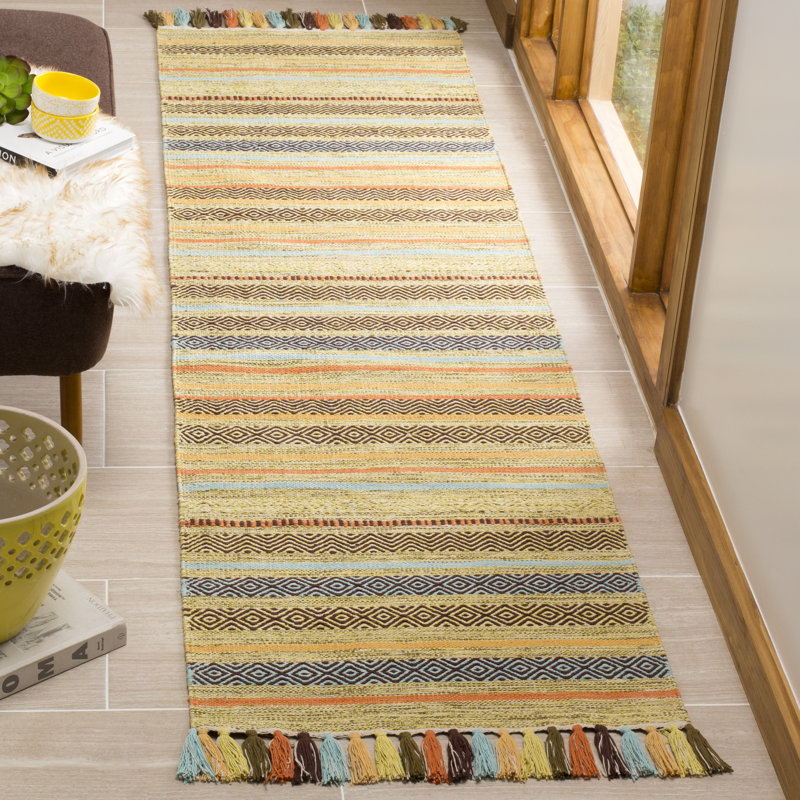 Montauk Hand Woven Cotton Striped Rug, Runner 2'3" x 8'