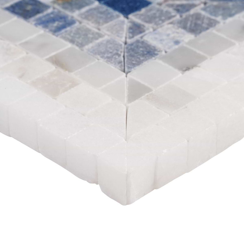 Ako 4x9 Rectangle Marble Micro Mosaic Tile, Azul Blue