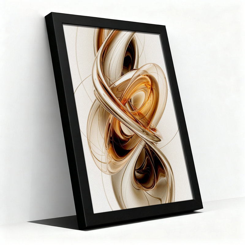 Tableau abstrait tourbillonnant en bronze et or métallisés sur toile, H 36 po x l 24 po
